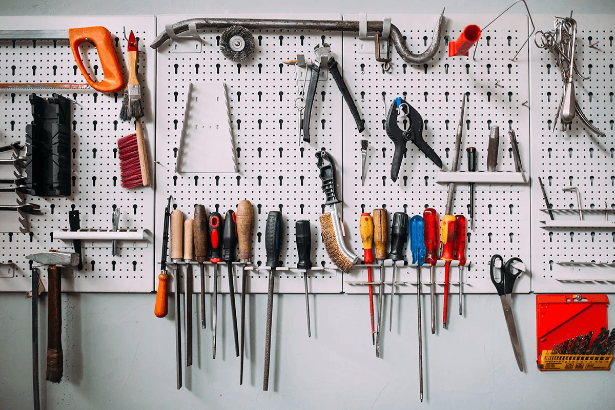 Wall of tools representing Folki